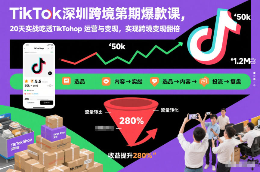 TikTok深圳跨境第2期爆款课，20天实战吃透TikTok Shop运营与变现，实现跨境变现翻倍-灵感工坊云网创