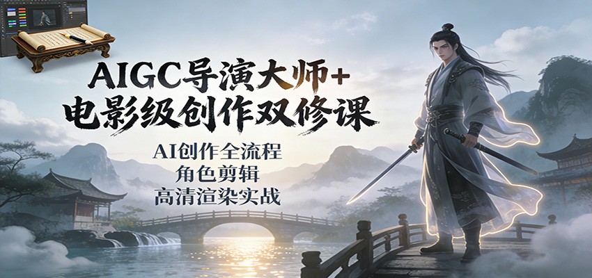 AIGC导演大师+电影级创作双修课：AI创作全流程、角色剪辑、高清渲染实战-灵感工坊云网创