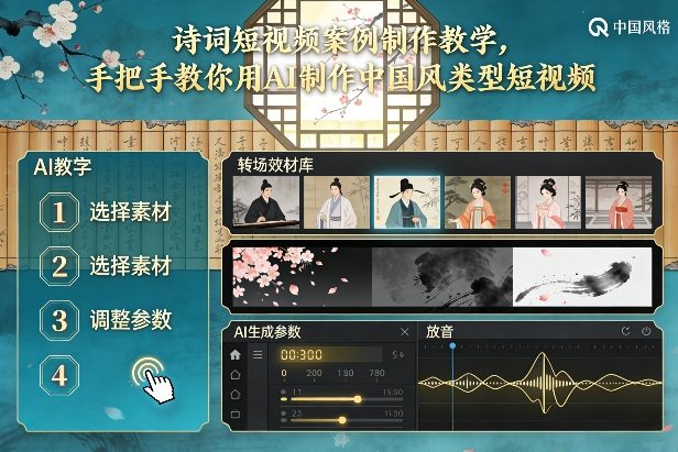 古诗词短视频案例制作教学，手把手教你用AI制作中国风类型短视频-灵感工坊云网创