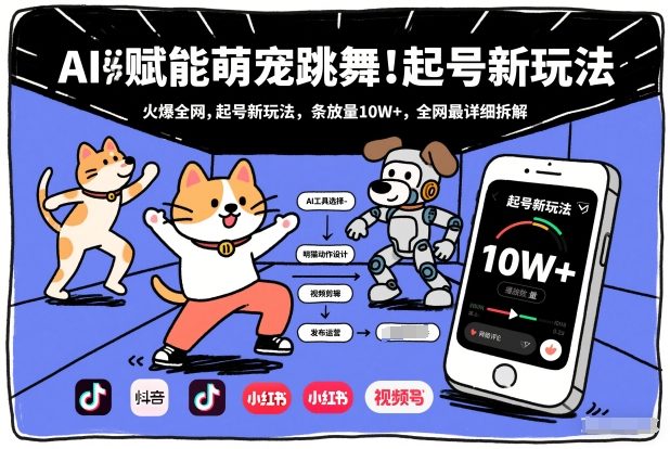 AI赋能萌宠跳舞，火爆全网，起号新玩法，条条播放量10W+，全网最详细拆解-灵感工坊云网创