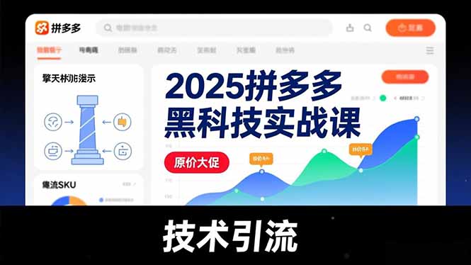 2025拼多多黑科技实战课，擎天柱玩法、爆流SKU、原价大促，技术引流，单店日销轻松破千单-灵感工坊云网创