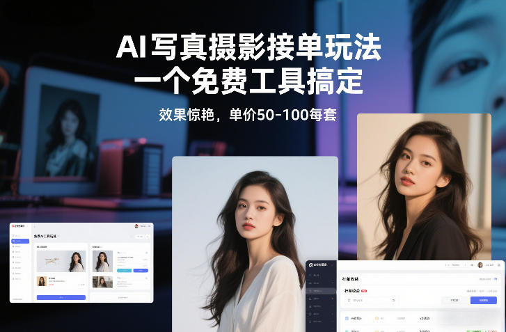 AI写真摄影接单玩法，一个免费工具搞定，效果惊艳，单价50-100每套-灵感工坊云网创