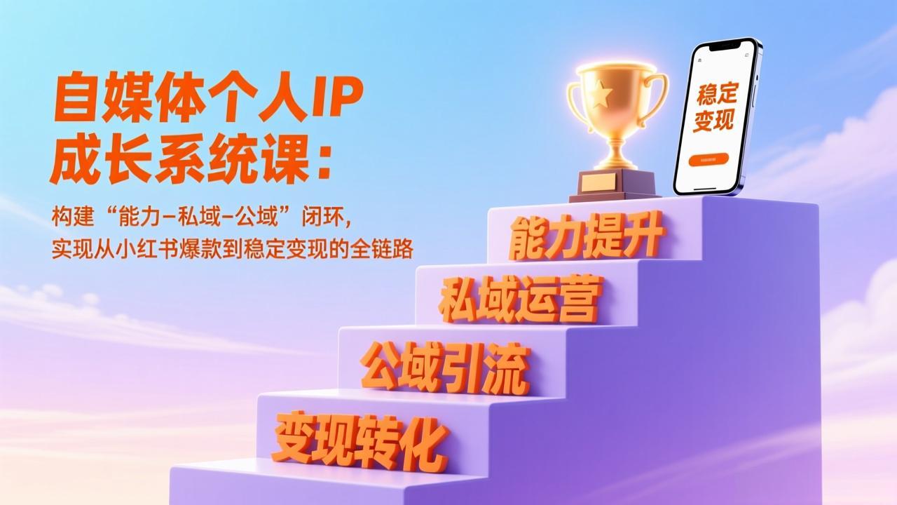 自媒体个人IP成长系统课：构建“能力-私域-公域”闭环，实现从小红书爆款到稳定变现的全链路-灵感工坊云网创