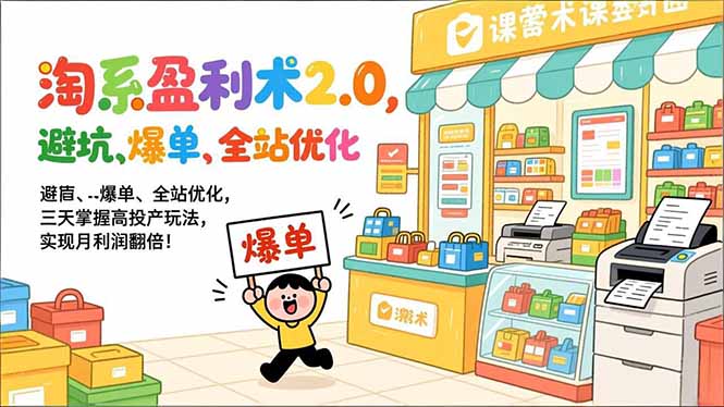 淘系盈利术2.0，避坑、爆单、全站优化，三天掌握高投产玩法，实现月利润翻倍！-灵感工坊云网创