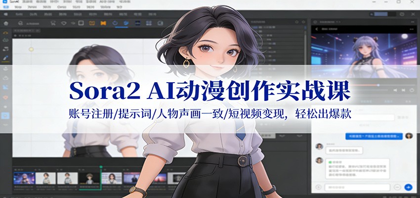 Sora2 AI动漫创作实战课：账号注册/提示词/人物声画一致/短视频变现，轻松出爆款-灵感工坊云网创