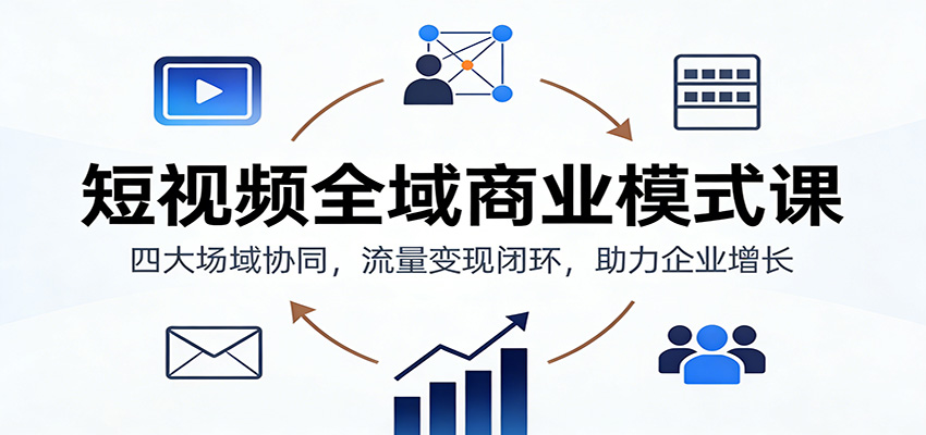 短视频全域商业模式课：四大场域协同，流量变现闭环，助力企业增长-灵感工坊云网创