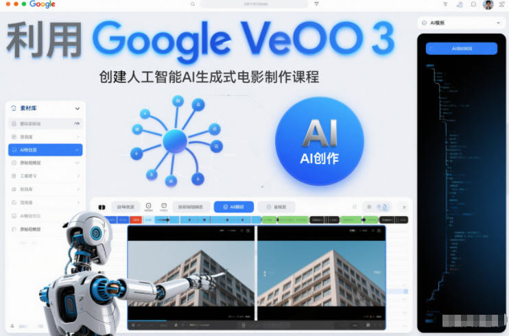 利l用Google Veo 3创建人工智能AI生成式电影制作课程，使用人工智能的力量创建令人惊叹的视频-灵感工坊云网创