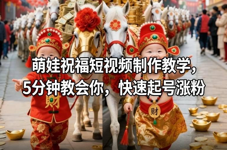 萌娃祝福短视频制作教学，5分钟教会你，快速起号涨粉-灵感工坊云网创