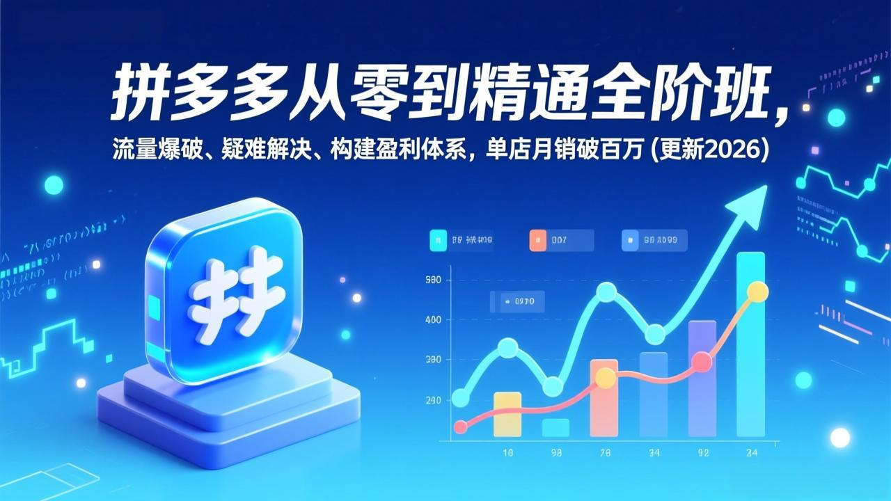 拼多多从零到精通全阶班，流量爆破、疑难解决，构建盈利体系，单店月销破百万(更新2026-灵感工坊云网创