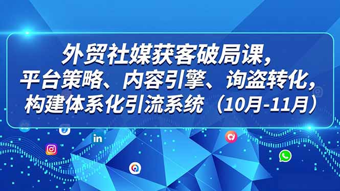 外贸 社媒获客破局课，平台策略、内容引擎、询盘转化，构建体系化引流系统(10月-11月-灵感工坊云网创