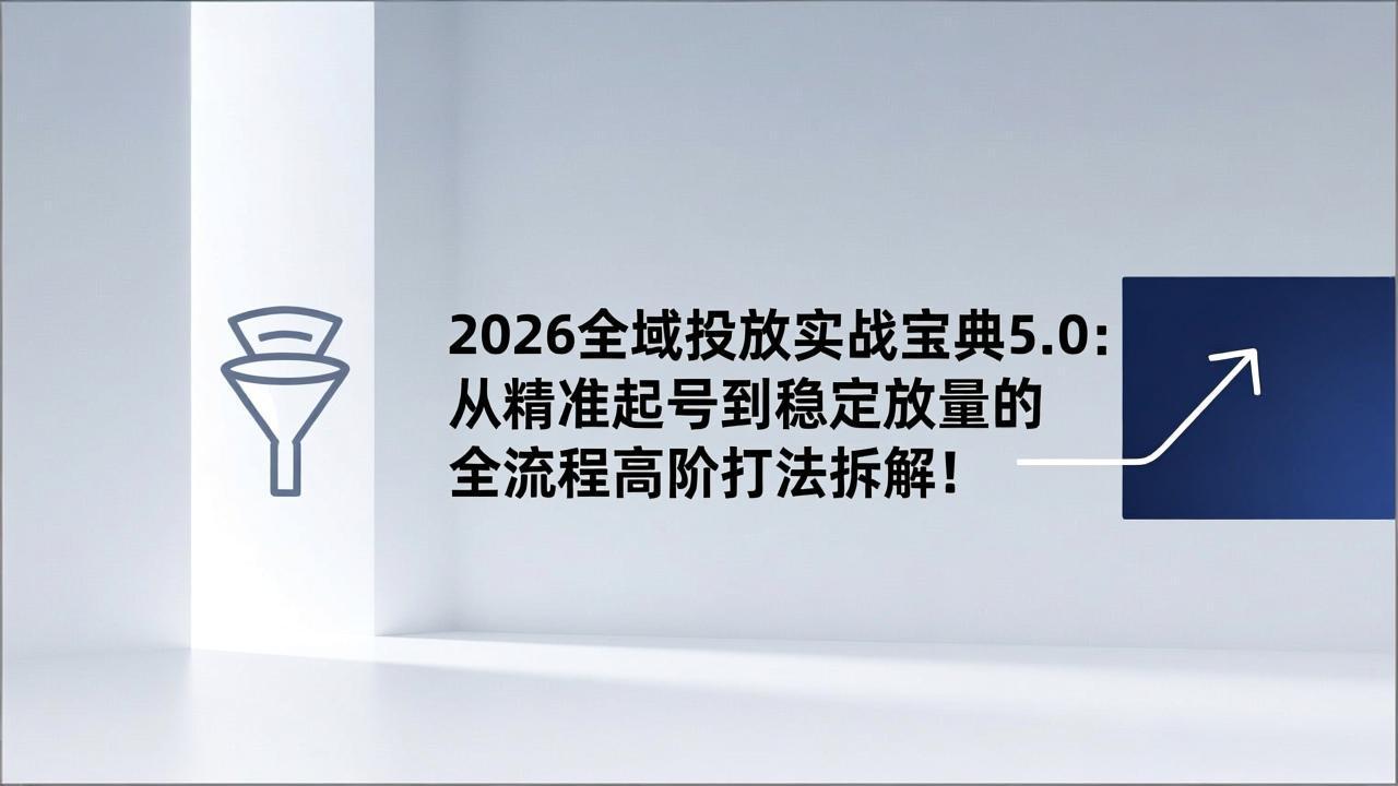 2026全域投放实战宝典5.0：从精准起号到稳定放量的全流程高阶打法拆解！-灵感工坊云网创