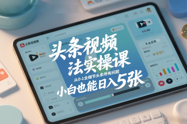 头条视频玩法实操课，从0-1全细节头条所有问题，小白也能日入5张-灵感工坊云网创