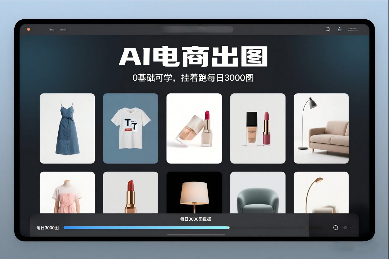 AI电商出图，0基础可学，挂着跑每日3000图-灵感工坊云网创