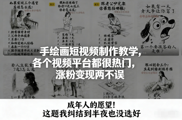 手绘画短视频制作教学，各个视频平台都很热门，涨粉变现两不误-灵感工坊云网创