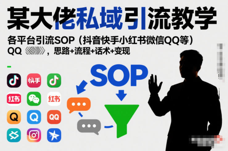 某大佬私域引流教学，各平台引流SOP(抖音快手小红书微信QQ等)，思路+流程+话术+变现-灵感工坊云网创