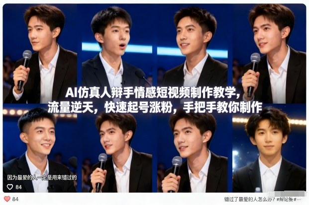 AI仿真人辩手情感短视频制作教学，流量逆天，快速起号涨粉，手把手教你制作-灵感工坊云网创