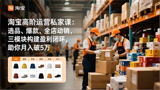 淘宝高阶运营私家课：选品、爆款、全店动销，三模块构建盈利闭环，助你月入破5万(更新12月-灵感工坊云网创