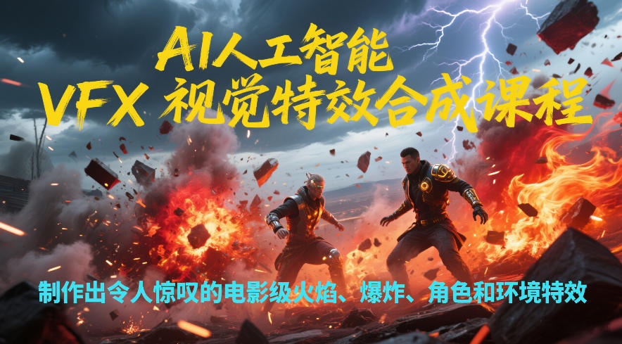 AI人工智能VFX视觉特效合成课程，制作出令人惊叹的电影级火焰、爆炸、角色和环境特效-灵感工坊云网创