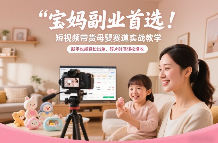 宝妈副业首选！短视频带货母婴赛道实战教学，新手也能轻松出单，碎片时间轻松增收-灵感工坊云网创