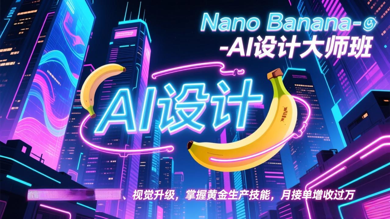 Nano Banana-AI设计大师班，修图合成、广告创作、视觉升级，掌握黄金生产技能，月接单增收过万-灵感工坊云网创