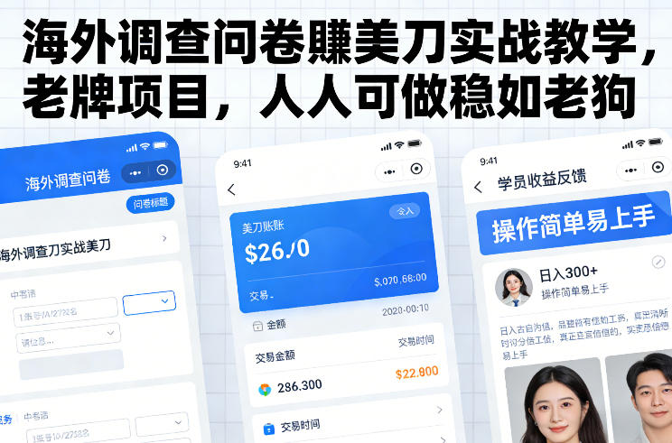 海外调查问卷賺美刀实战教学，老牌项目，人人可做稳如老狗-灵感工坊云网创