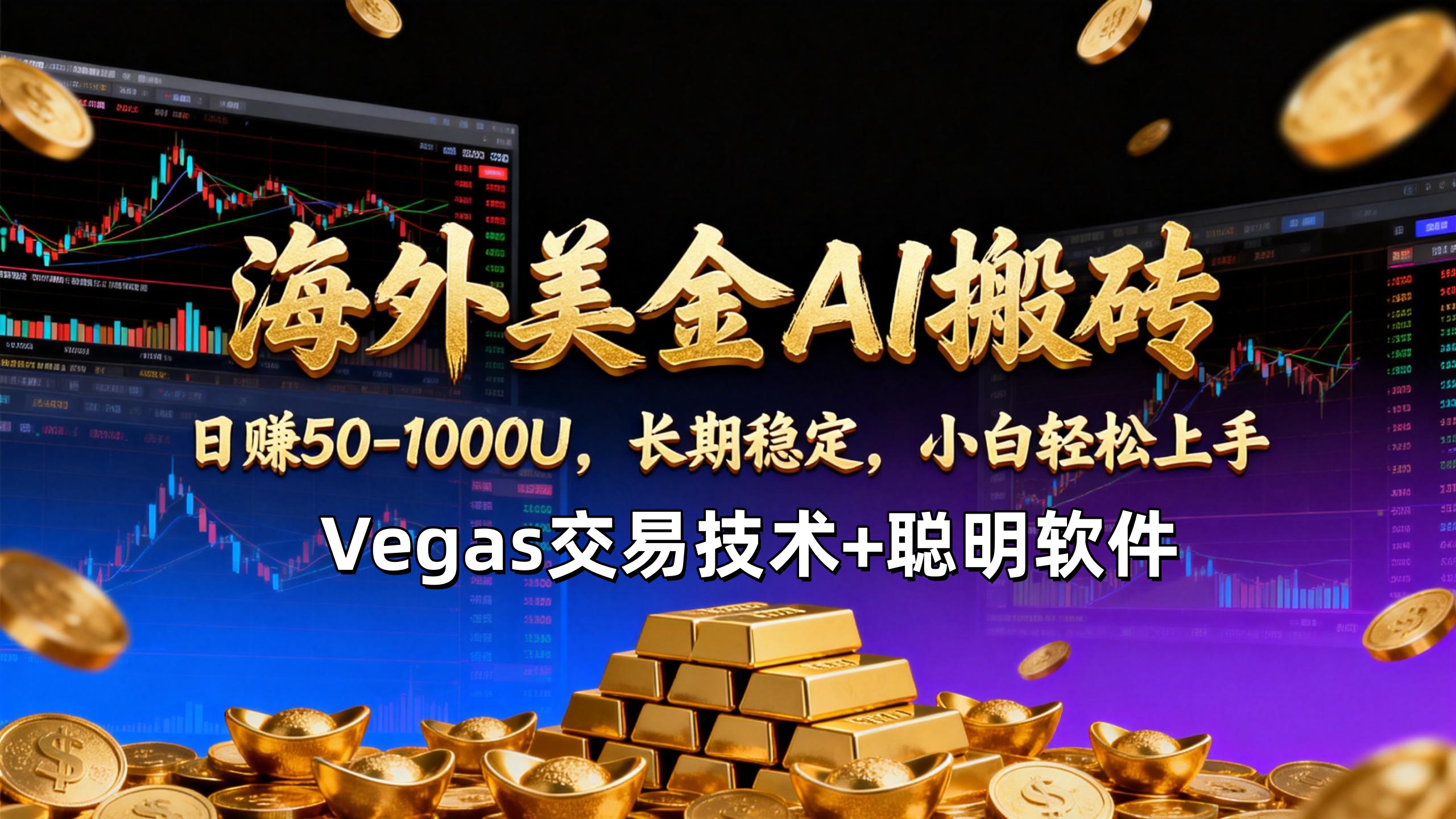 【海外美金AI搬砖】Vegas交易技术+聪明软件，日赚50-1000U，长期稳定，小白轻松上手。-灵感工坊云网创