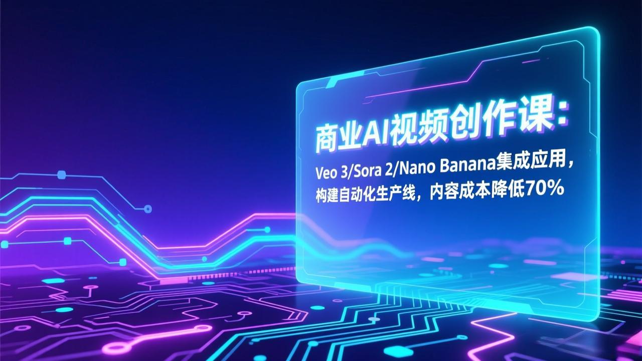 商业AI视频创作课：Veo 3/Sora 2/Nano Banana集成应用，构建自动化生产线，内容成本降低70%-灵感工坊云网创