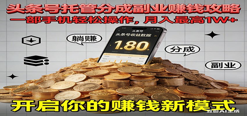 全程托管今日头条，一部手机就可以开干，最高躺赚1W+-灵感工坊云网创