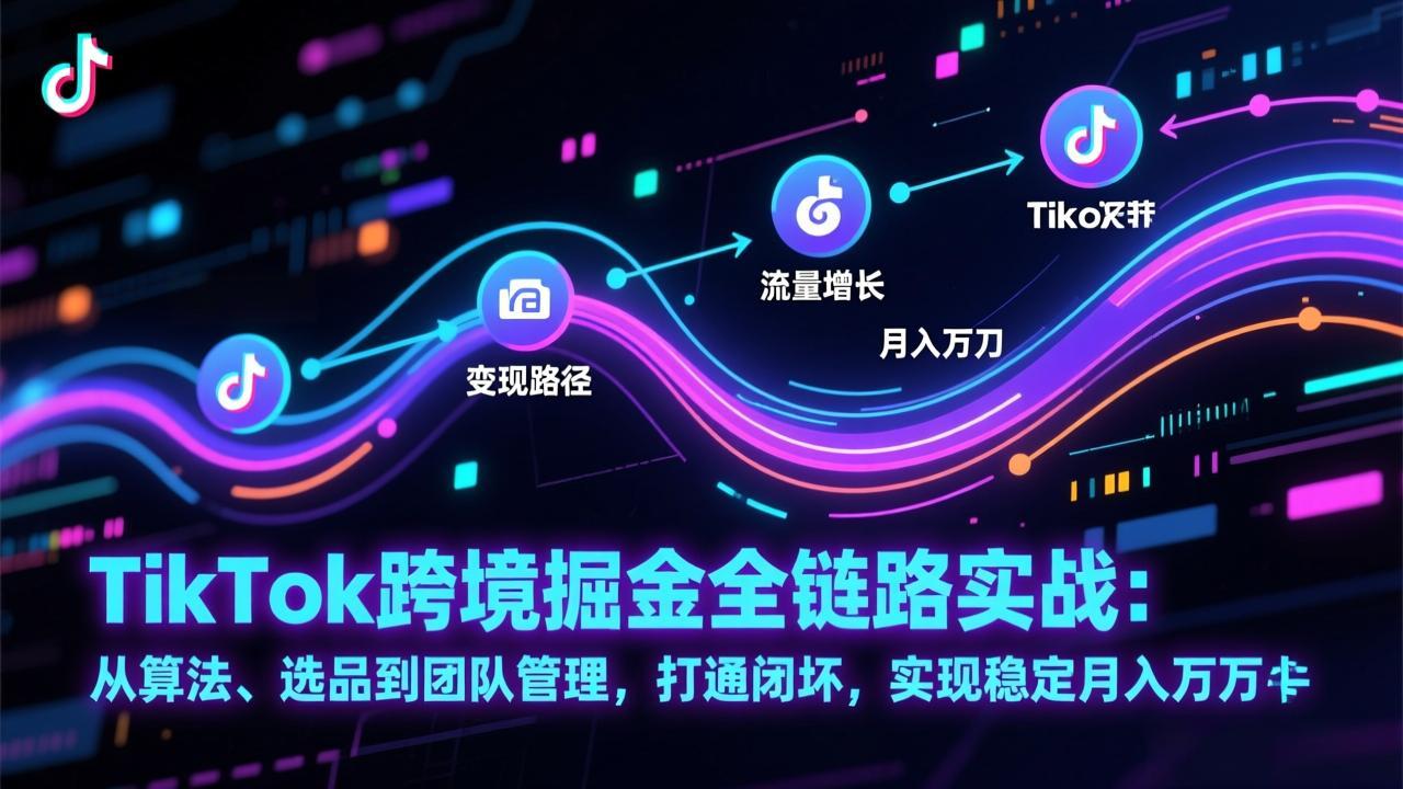 TikTok跨境掘金全链路实战：从算法、选品到团队管理，打通闭环，实现稳定月入万刀-灵感工坊云网创