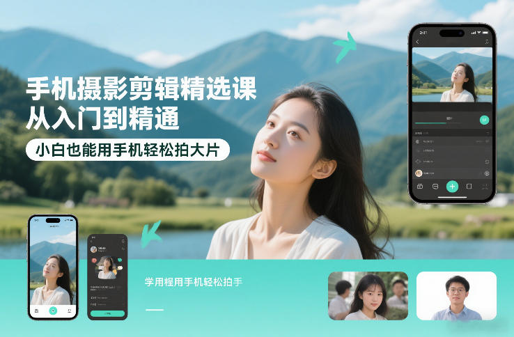 手机摄影剪辑精选课，从入门到精通，小白也能用手机轻松拍大片-灵感工坊云网创