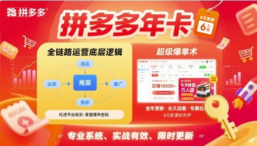 拼多多年卡，拼多多全链路运营底层逻辑，超级爆单术【更新12月】-灵感工坊云网创