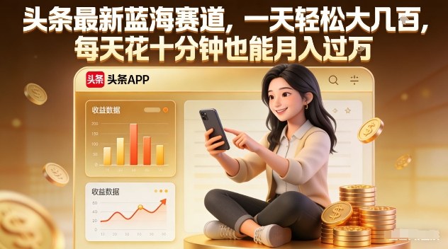 头条最新蓝海赛道，一天轻松大几张，每天花十分钟也能月入过1W【揭秘】-灵感工坊云网创