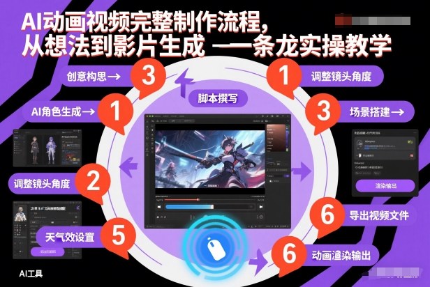 AI动画视频完整制作流程，从想法到影片生成一条龙实操教学-灵感工坊云网创