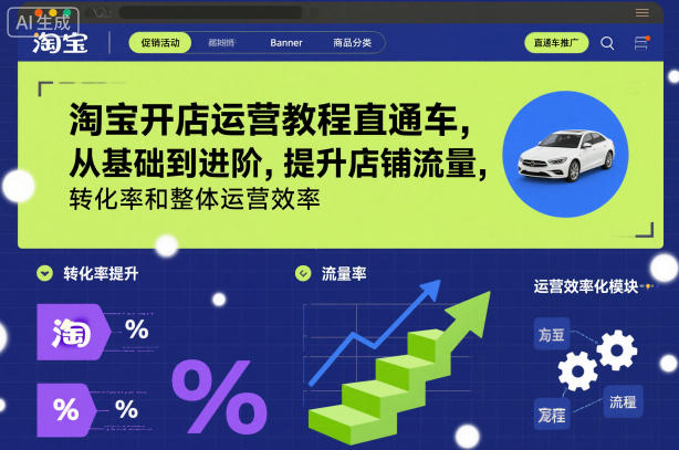 淘宝开店运营教程直通车，从基础到进阶，提升店铺流量，转化率和整体运营效率(更新26年1月)-灵感工坊云网创