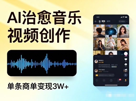 AI做治愈音乐视频，多平台投稿，单条商单变现3W+-灵感工坊云网创