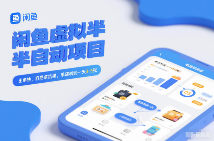 闲鱼虚拟半自动项目，出单快，容易拿结果，单店利润一天3-5张-灵感工坊云网创