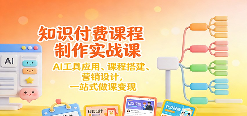 知识付费课程制作实战课：AI工具应用 、课程搭建、营销设计，一站式做课变现-灵感工坊云网创
