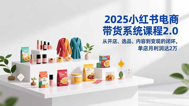 2025小红书电商带货系统课程2.0，从开店、选品、内容到变现的闭环，单店月利润达2万-灵感工坊云网创