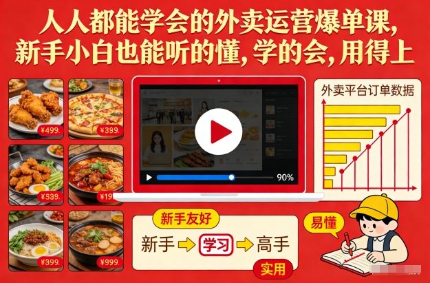 人人都能学会的外卖运营爆单课，新手小白也能听的懂，学的会，用得上-灵感工坊云网创