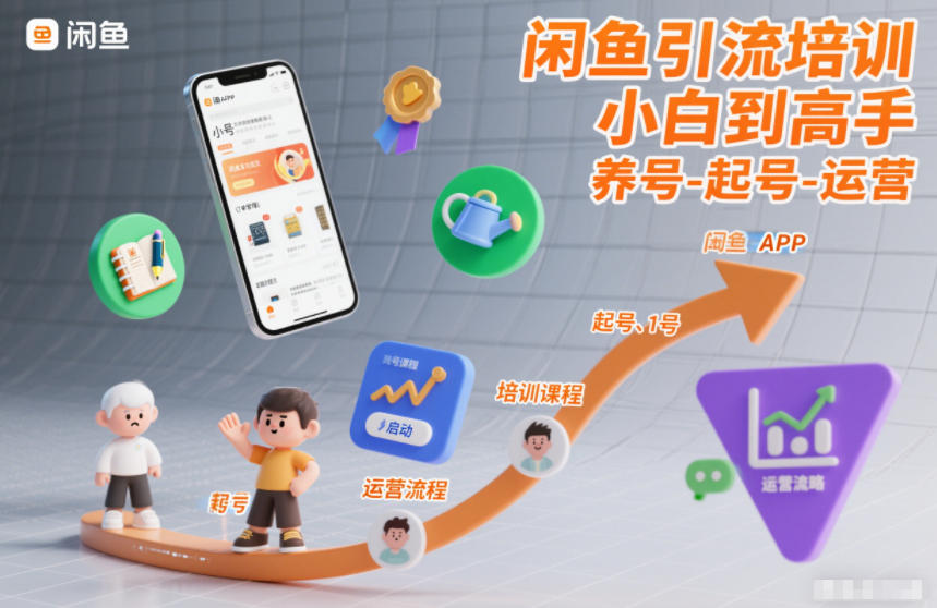 闲鱼引流培训，小白到高手，养号-起号-运营-灵感工坊云网创