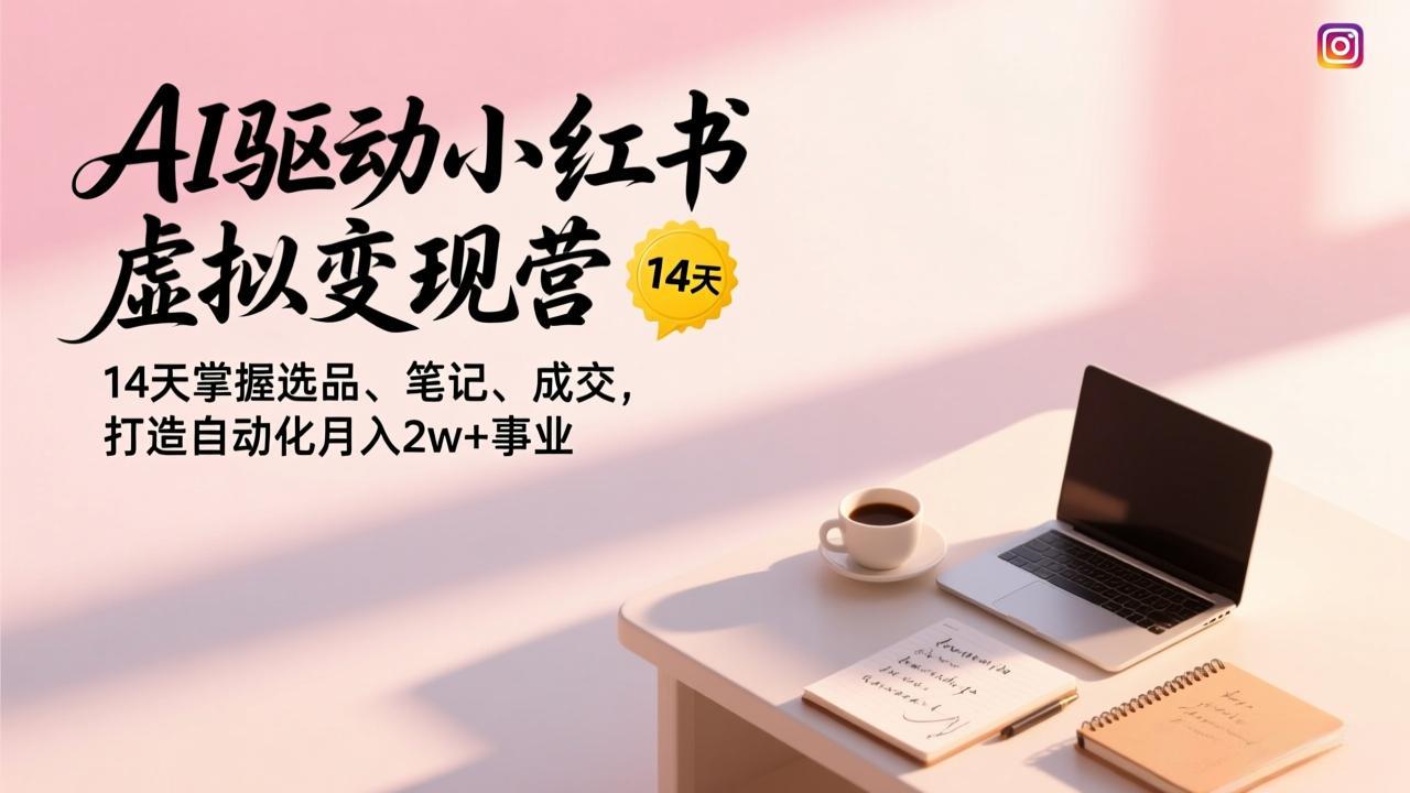 AI驱动小红书虚拟变现营，14天掌握选品、笔记、成交，打造自动化月入2w+事业-灵感工坊云网创