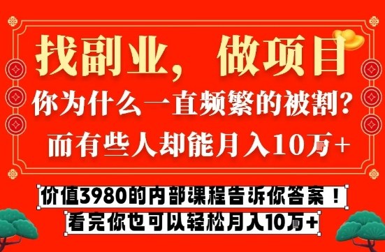 价值3980的网创内部课程，告诉你互联网创业月入10个W的秘密【揭秘】-灵感工坊云网创