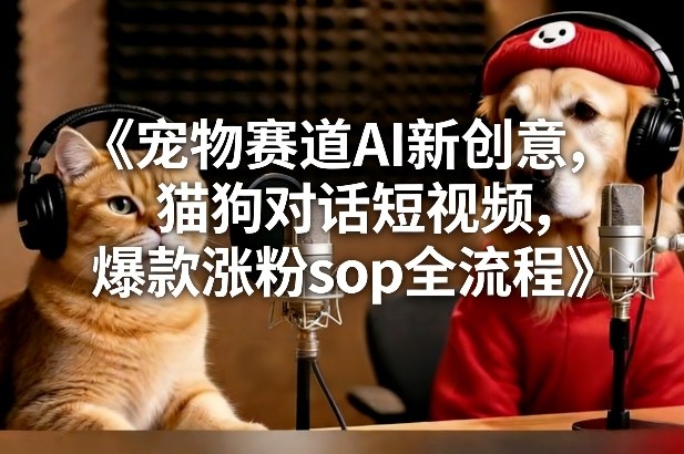 宠物赛道AI新创意，猫狗对话短视频，爆款涨粉sop全流程-灵感工坊云网创
