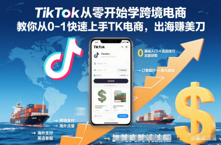 TikTok从零开始学跨境电商，教你从0-1快速上手TK电商，出海賺美刀-灵感工坊云网创