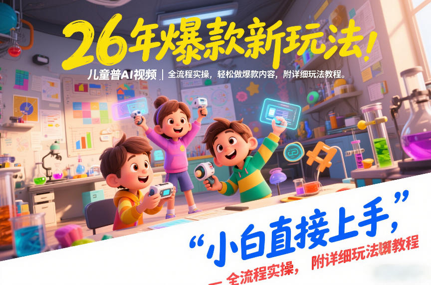 26年爆款新玩法，儿童科普AI视频，全流程实操，轻松做爆款内容，小白直接上手，附详细玩法教程-灵感工坊云网创