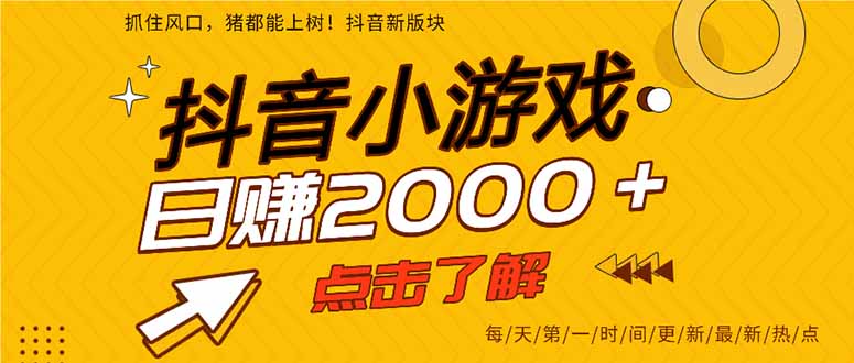2025年爆火的抖音小游戏项目，一部手机日入2000+-灵感工坊云网创