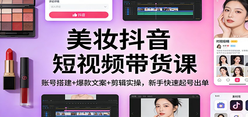 美妆抖音短视频带货课：账号搭建+爆款文案+剪辑实操，新手快速起号出单-灵感工坊云网创