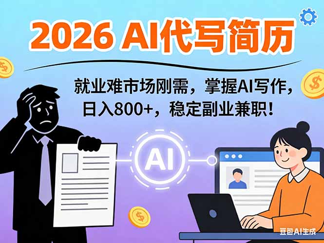 AI代写简历，超暴利，用万能模板月入1-3万实战教程，2026年市场刚需！-灵感工坊云网创