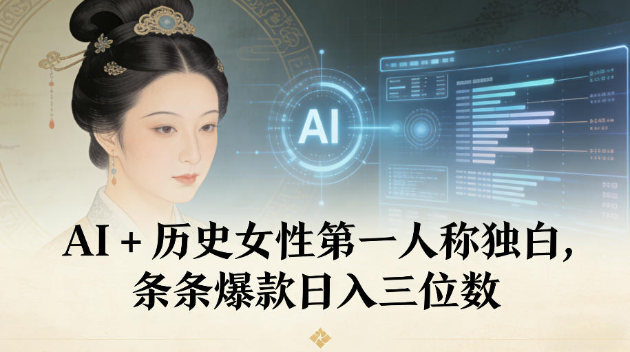 AI+历史女性第一人称独白，条条爆款日入三位数-灵感工坊云网创