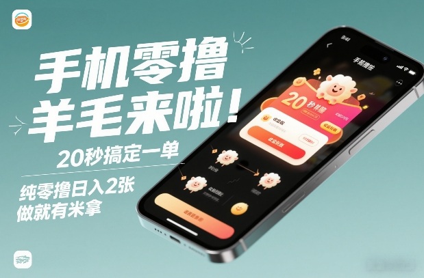 手机零撸薅羊毛来啦！20秒搞定一单，纯零撸日入2张，做就有米拿【揭秘】-灵感工坊云网创